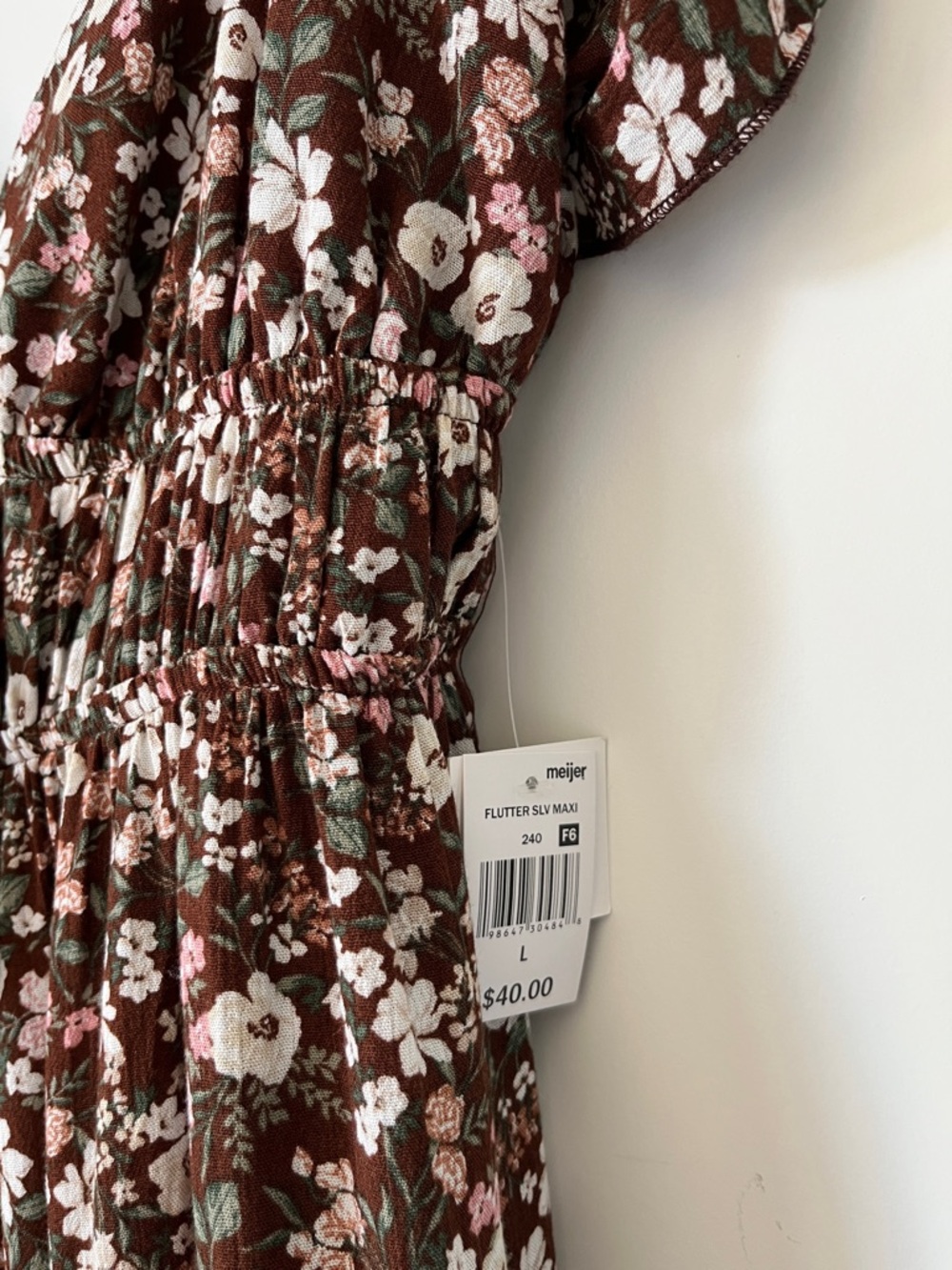 Ultra Flirt Brown Floral V-Neck Maxi Dress with Pink Accents - Picture 2 of 3